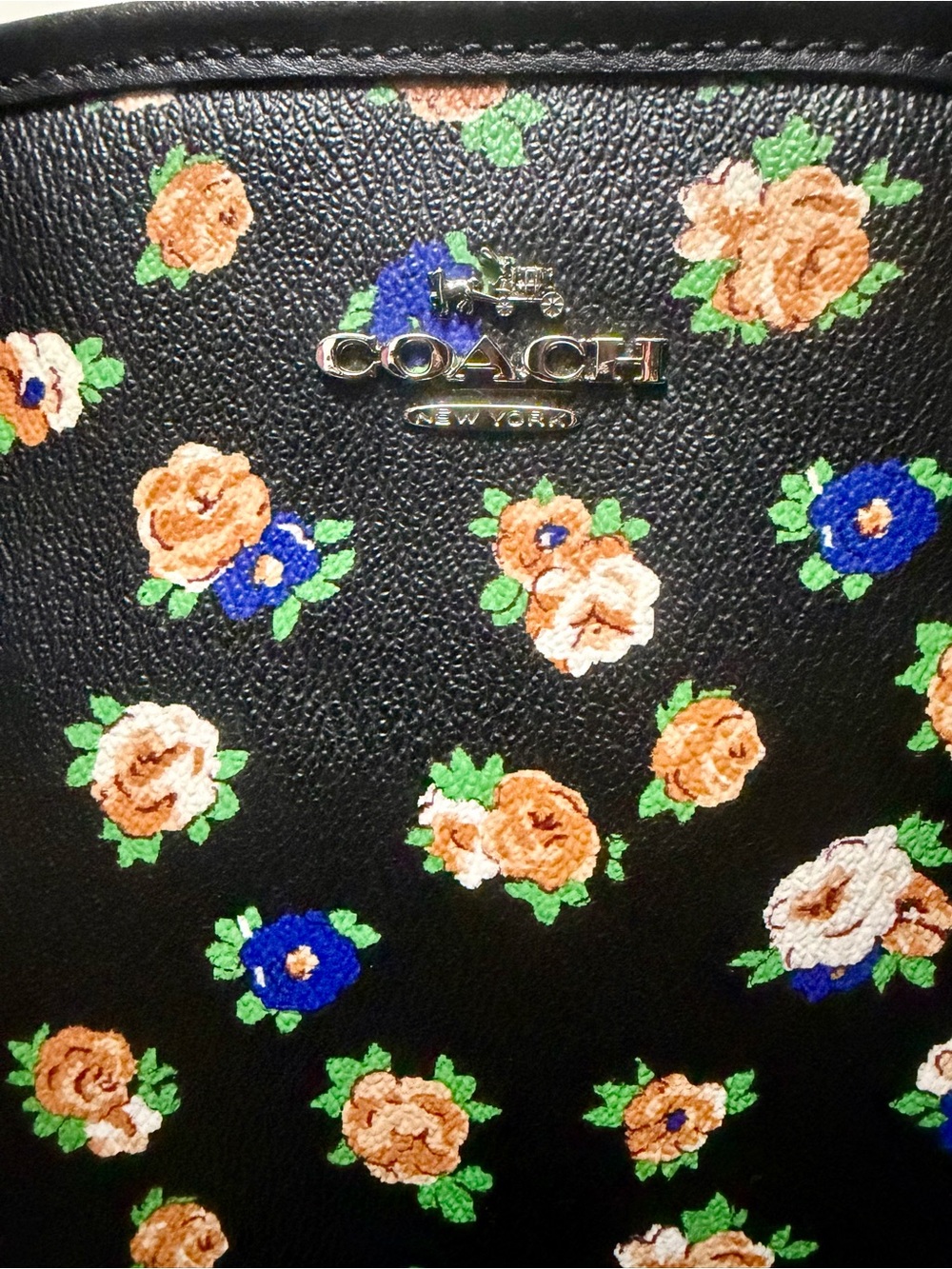 Used Coach Black Floral Leather Satchel - Coach - Picture 3 of 10